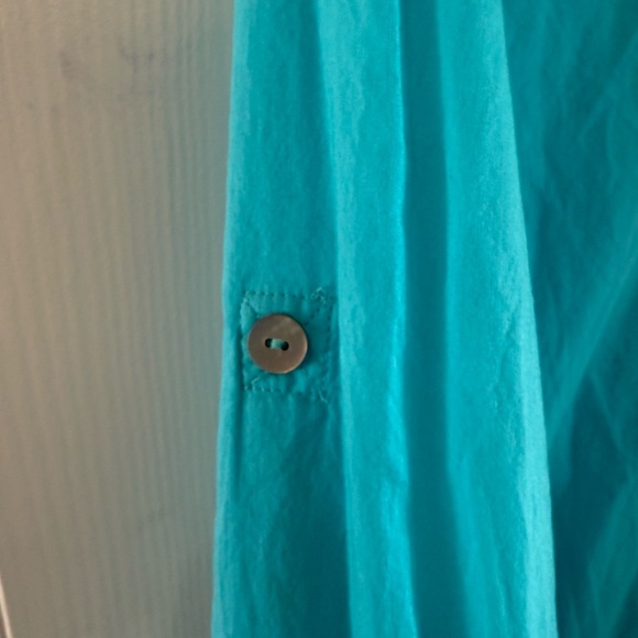 Sigrid Olsen 100% Cotton Aqua and Yellow Shirt - Picture 4 of 9